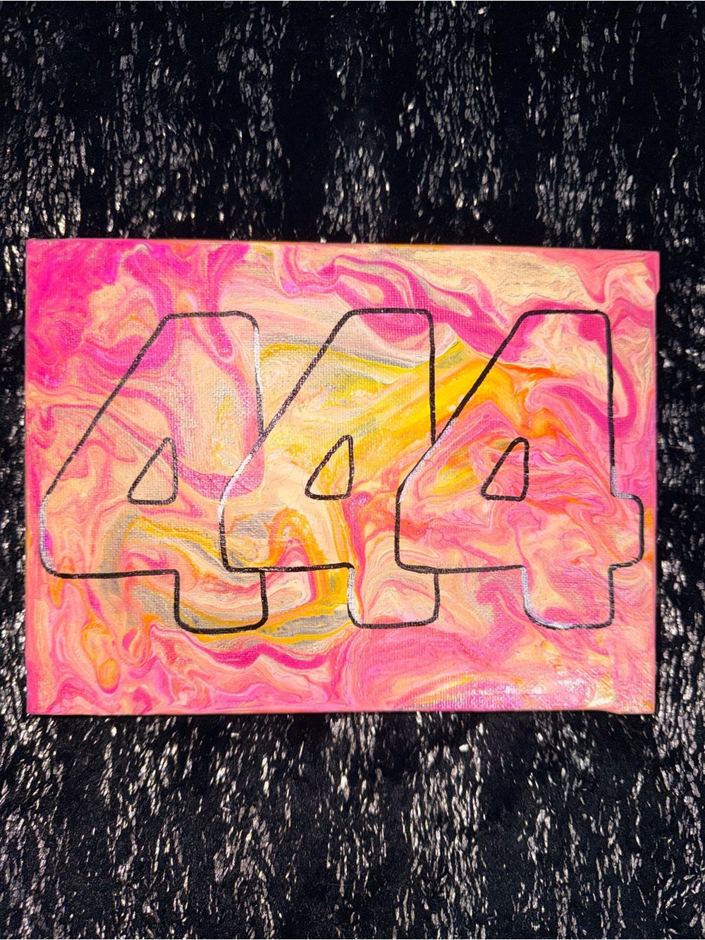Abstract Number 44 Canvas Art in Pink, Yellow and Gold